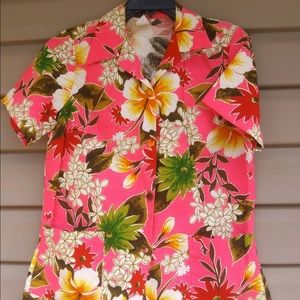 Vintage Floral Hawaiian Aloha Button Up Shirt